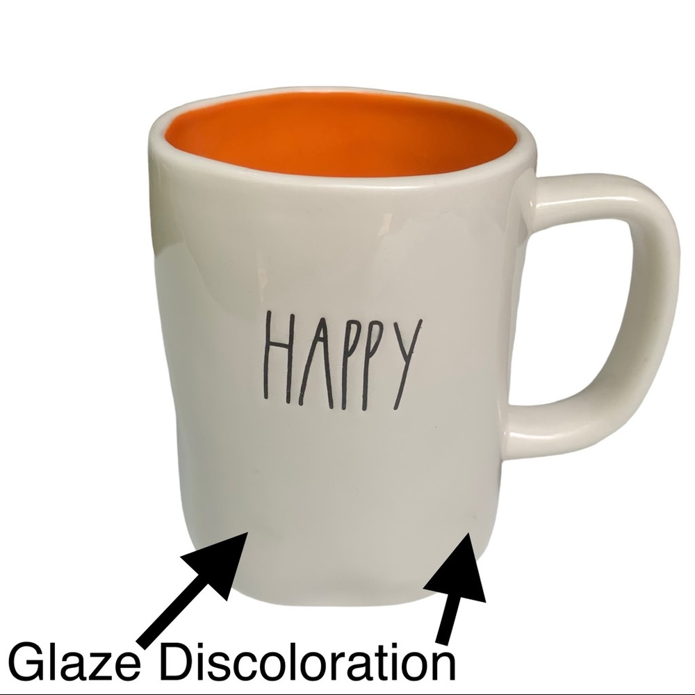 Rae Dunn HAPPY HALLOWEEN Mug Double Sided White Orange Interior NWT 2017 OG - Picture 3 of 14